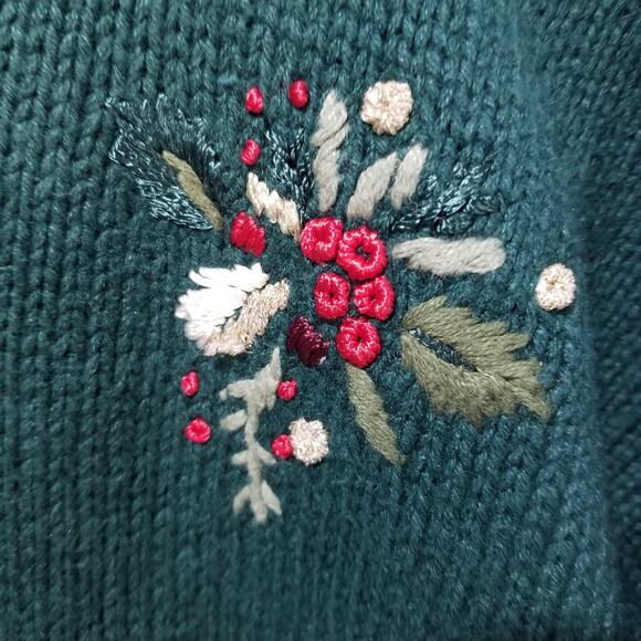 Vintage Tiara International Sweater Womens Medium Green Santa Christmas Tree 90s - Picture 5 of 8